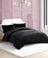 Фото #2 товара Solid Black Faux Fur 2 Piece Duvet Cover Set, Twin