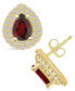 ფოტო #1 პროდუქტის Garnet (1-3/4 ct. t.w.) and Diamond (5/8 ct. t.w.) Halo Stud Earrings in 14K Yellow Gold