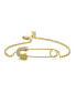 ფოტო #1 პროდუქტის Sterling Silver 14K Gold Plated Clear Cubic Zirconia Pin Adjustable Bracelet