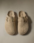 Buckled felt mule clog slippers