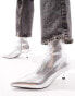 Stradivarius kitten heel boot in silver