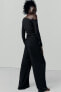 Textured flowing wide-leg trousers
