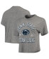 ფოტო #2 პროდუქტის Women's Gray Penn State Nittany Lions Bishop Tri-Blend Knobi Crop T-shirt