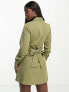 Фото #2 товара In The Style wrap detail mini shirt dress in khaki