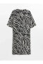 LCW Modest V Yaka Desenli Oversize Kadın Elbise