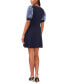 Petite Round-Neck Contrast-Sleeve A-Line Dress