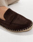 ASOS DESIGN loafer espadrilles in brown faux suede