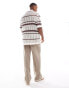 Cotton On pablo short sleeve knitted shirt in cream stripe