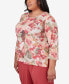 ფოტო #4 პროდუქტის Plus Size Sedona Sky Watercolor Knotted Neck Floral Top