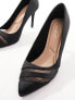 New Look satin mesh court heeled shoes in black