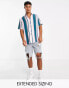 ASOS DESIGN relaxed stripe shirt in white & teal