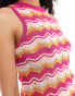 Фото #2 товара Y.A.S chevron fine crochet tank top in pink and orange stripe