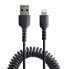 Фото #3 товара 50cm (20in) USB to Lightning Cable - MFi Certified - Coiled iPhone Charger Cable - Black - Durable TPE Jacket Aramid Fiber - Heavy Duty Coil Lightning Cable - 0.5 m - Lightning - USB A - Male - Male - Black