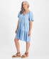 Фото #2 товара Petite Tiered Chambray Dress, Created for Macy's