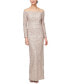 Фото #1 товара Women's Sequined-Lace Off-The-Shoulder Gown