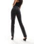 Фото #4 товара ONLY Emily high waisted rhinestone detail straight leg jeans in washed black