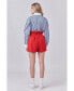 Фото #5 товара Women's Red Linen Cuffed Shorts