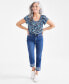 ფოტო #1 პროდუქტის Petite High-Rise High-Cuff Embroidered Capri Jeans, Created for Macy's