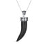 ფოტო #1 პროდუქტის Tooth Amulet Black Onyx Gemstone Cornicello Italian Horn L Chili Pepper Pendant Necklace Western Jewelry For Men Oxidized Sterling Silver Scroll