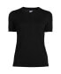 Women's Fine Gauge Crew Neck Short Sleeve Tee Sweater