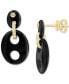 ფოტო #1 პროდუქტის EFFY® Onyx & Diamond (1/20 ct. t.w.) Double Drop Earrings in 14k Gold