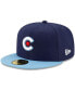 Бейсболка New Era мужская голубая синего цвета Chicago Cubs City Connect 59FIFTY Navy, Light Blue, 7 7/8 - фото #2