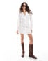 Фото #6 товара Miss Selfridge poplin lace up mini shirt dress in white