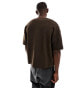 Фото #2 товара ASOS DESIGN oversized boxy waffle t-shirt with notch neck in dark brown