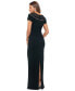 Фото #2 товара Women's Illusion-Neck Ruched-Back Scuba Crepe Gown