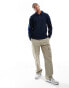 Selected Homme sweat long sleeve polo in navy