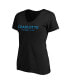 Women's Black Charlotte FC Wordmark V-Neck T-shirt