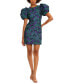 Фото #3 товара Women's Jacquard Puff-Sleeve Mini Dress
