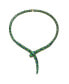 ფოტო #1 პროდუქტის Enchanting Emerald Cubic Zirconia Snake Collar Necklace in 14k Yellow Gold Plating with Blue & Green Enamel