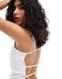 COLLUSION square neck cami with open back in white