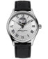 ფოტო #2 პროდუქტის Men's Swiss Automatic Classics Heart Beat Black Leather Strap Watch 40mm