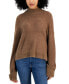 Juniors' Eyelash Mock-Neck Cuffed Sweater