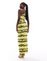 ASOS DESIGN one shoulder mesh maxi dress in yellow ombre print