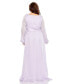 ფოტო #5 პროდუქტის Plus Size Striped Faux Wrap Bishop Sleeve Gown