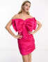 Фото #2 товара Forever New fallen shoulder bow mini dress in pink