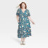 Фото #2 товара Women's Plus Size Short Sleeve Wrap Dress - Knox Rose Blue Floral 4X