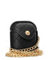 Women's Black Faux Leather Holder with Gold-Tone Alloy Chain