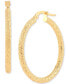 Textured Tube Medium Hoop Earrings in 10k Gold, 1-1/8"