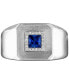 ფოტო #3 პროდუქტის Men's Lab Created Sapphire (1/2 ct. t.w.) & Diamond (1/10 ct. t.w.) Ring in Sterling Silver