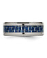 Titanium Blue Carbon Fiber Inlay Beveled Edge Wedding Band Ring