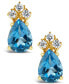 ფოტო #3 პროდუქტის Blue Topaz (1-3/4 ct.t.w) and Diamond (1/8 ct.t.w) Stud Earrings in 14K Yellow Gold
