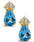 Фото #3 товара Blue Topaz (1-3/4 ct.t.w) and Diamond (1/8 ct.t.w) Stud Earrings in 14K Yellow Gold