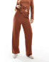 Vila textured stretch wide leg trouser co-ord in rust