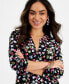 ფოტო #3 პროდუქტის Petite Floral-Print Zipper-Pocket Top, Created for Macy's