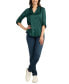 ფოტო #1 პროდუქტის Juniors' Satin Roll-Tab-Sleeve Button-Down Blouse