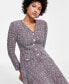 ფოტო #3 პროდუქტის Petite V-Neck Long-Sleeve Fit & Flare Dress